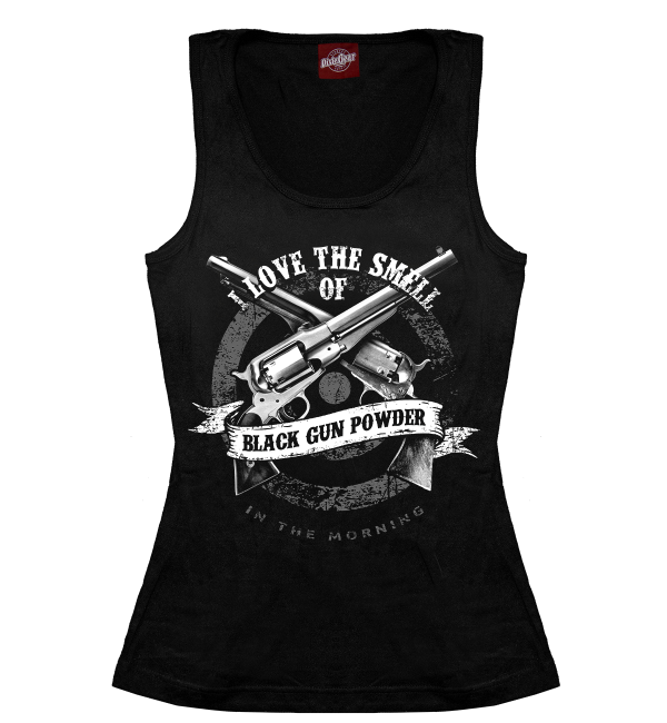 Smell Of Black Gun Powder black ladies tank top