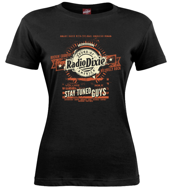 Radio Dixie text black ladies t-shirt