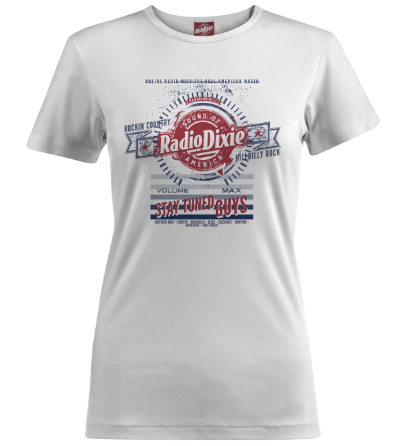 Radio Dixie text white ladies t-shirt