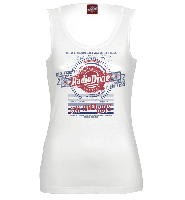 Radio Dixie text white ladies tank top