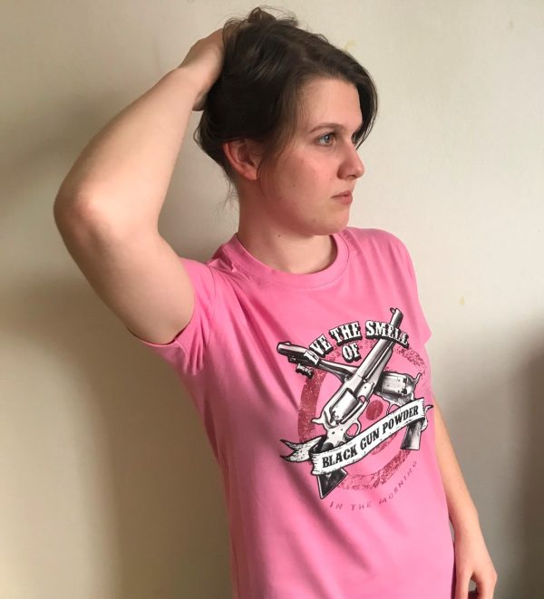 Smell Of Black Gun Powder pink ladies t-shirt - Image 2