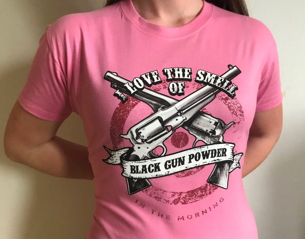 Smell Of Black Gun Powder pink ladies t-shirt - Image 3