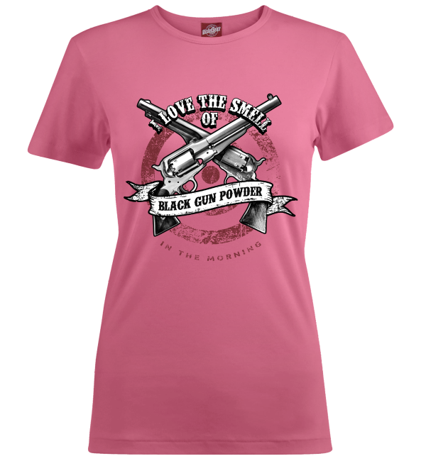 Smell Of Black Gun Powder pink ladies t-shirt