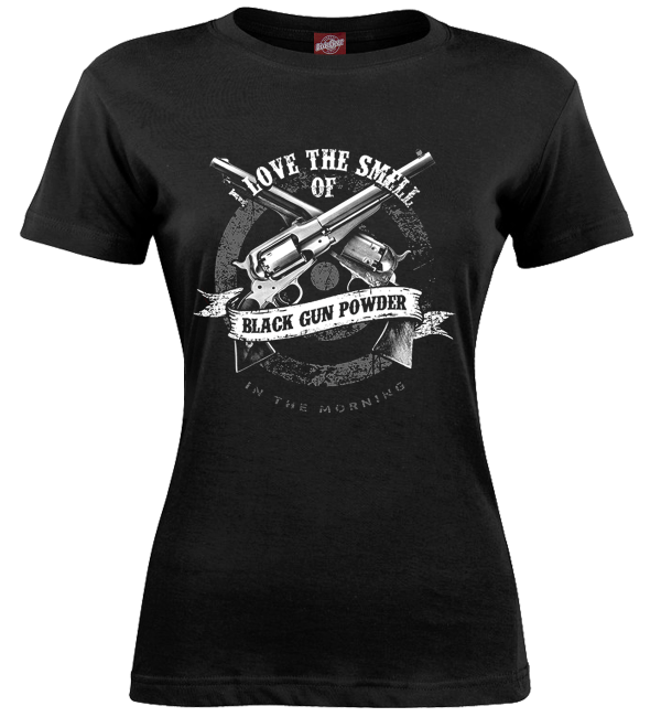 Smell Of Black Gun Powder black ladies t-shirt